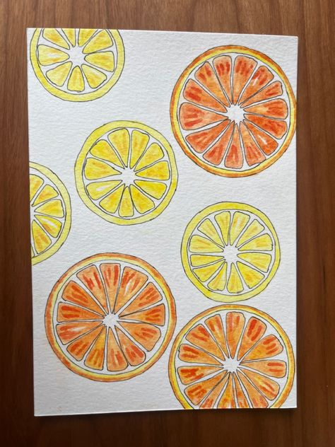 Fruit painting - Lemons and oranges Lemons And Oranges Painting, Orange Aesthetic Painting, Simple Watercolor Art, Painting Lemons, Lemon Drawing, Lemons And Oranges, Summer Art Projects, Lemon Painting, Simple Watercolor