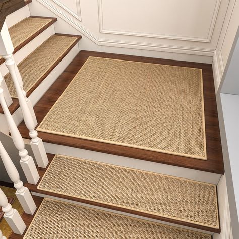 PRICES MAY VARY. 【 Rubber Backing Stair Treads】Because it’s sturdy non-adhesive anti-slip luxury rubber backing. You don’t need to purchase another tape for the carpet stair treads for your kids, elderly parents, and pets. It can stick to wooden, tile, and marble surfaces tightly, stair treads stay put and stay in place 【Residue Free】Unlike adhesive tapes, the rubber backing stair treads won’t cause damage to the surface when you try to remove them. No extra steps to place the carpet for the sta Bergen, Beach House Stairs, Laminate Stairs, Wood Stair Treads, Stairs Renovation, Stanton Carpet, Rustic Stairs, Staircase Runner, Stair Tread Rugs