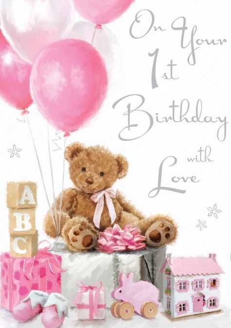 Happy 1st Birthday Girl 1st Birthday Quotes, Happy Birthday 1 Year, Happy 1st Birthday Wishes, Happy Birthday Qoutes, Special Happy Birthday Wishes, First Birthday Wishes, 1st Birthday Wishes, Teddy Bear Pink, Birthday Wishes For Kids