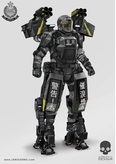 ArtStation - BILLY: Authoritarian Riot Gear, jarold Sng Powered Exoskeleton, Combat Skills, Robot Suit, Futuristic Armor, Sci Fi Tech, Power Armour, Futuristic Armour, Combat Armor, Mech Suit