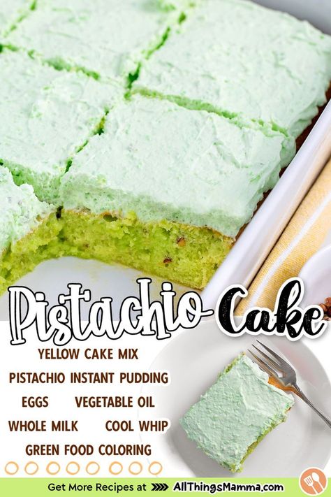 Easy Pistachio Cake, Pistachio Pudding Cake, Pistachio Dessert Pudding, Pistachio Cake Recipe, Pistachio Dessert, Frosty Recipe, Pistachio Recipes, Pineapple Desserts, Pistachio Pudding