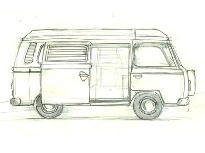Dribbble - VW Sketch by Adam Johnson Campervan Tattoo, Van Sketch, Van Drawing, Trees Drawing Tutorial, Hippie Pictures, Adam Johnson, Bus Art, Yellow Vans, Graphic Drawing