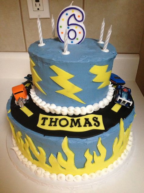 #cars #lightning bolts #flames #cake #boy Lightning Bolt Cake, Bolt Cake, Cake Boy, Pokemon Cake, Lightning Bolts, Happy Bday, Birthday Cake Kids, Lightning Bolt, Cake Ideas