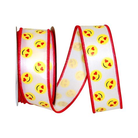 "Buy JAM Paper 10yd. White & Yellow Emoji Heart Eyes Wired Ribbon at Michaels. com. Add a pop of fun to your presents, arts and crafts with this emoji ribbon. Add a touch of whimsy to your creations with this heart eyes emoji ribbon. Use it on kids crafts, party decor, gift wrap, favor bags and more. The wired edge helps you create beautiful bows that hold their shape. Details: White and yellow 1.375\" x 10 yds. Polyester Wired edge | JAM Paper 10yd. White & Yellow Emoji Heart Eyes Wired Ribbon | Michaels®"