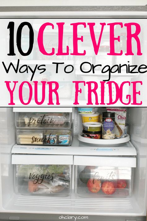 10 Awesome Ways To Organize Your Fridge And Freezer. Genius fridge organization ideas that can be made DIY with items from the dollar store. These hacks and tips are perfect for small spaces. Storage solutions for every refrigerator. Find out how to organize your fridge today! #organisation #organization #fridge #kitchenideas Organisation, Refrigerator Organization Dollar Store, Fridge Organization Dollar Store, Small Fridge Organization, Organization Fridge, Fridge Organization Hacks, Fridge Organization Ideas, Fridge Makeover, Ikea Small Spaces