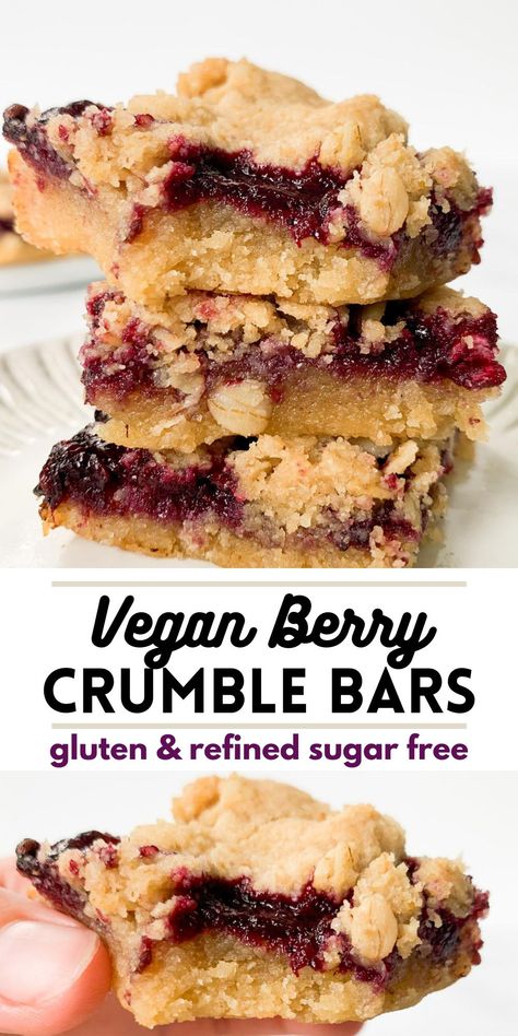 Berry Crumble Bars, Oatmeal Crumble Topping, Oatmeal Crumble, Vegan Baking Recipes, Berry Crumble, Vegan Desert, Crumble Bars, Dessert Toppings, Snacks Saludables
