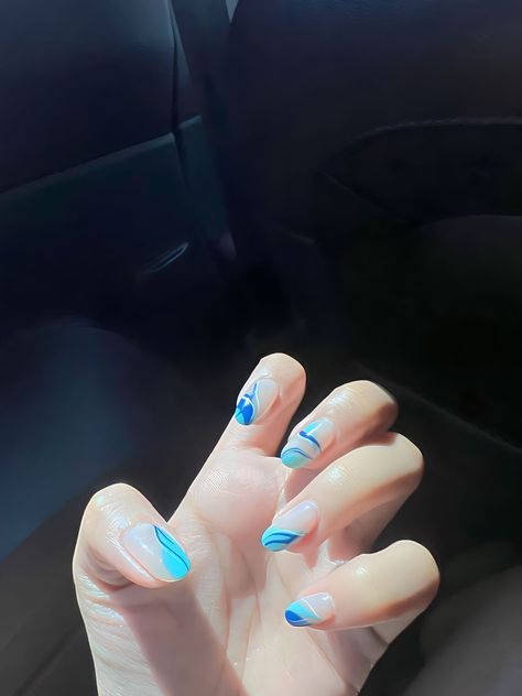 Avatar Themed Nails, Avatar Inspired Nails, Avatar Nails Art, Atla Nails, Avatar The Last Airbender Nails, Water Inspired Nails, Avatar Nails, Ocean Inspired Nails, Nails Ocean