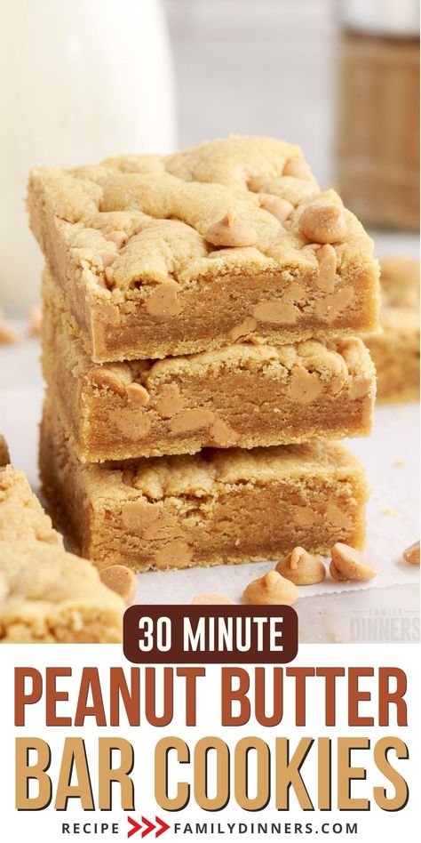 Peanut Butter Drop Cookies, Peanut Butter Bar Cookies, Peanut Butter Chip Recipes, Reese's Peanut Butter Bars, Butter Cookie Bars, Peanut Butter Bar, Peanut Butter Chip Cookies, Peanut Butter Cookie Bars, Peanut Butter Bars Recipe