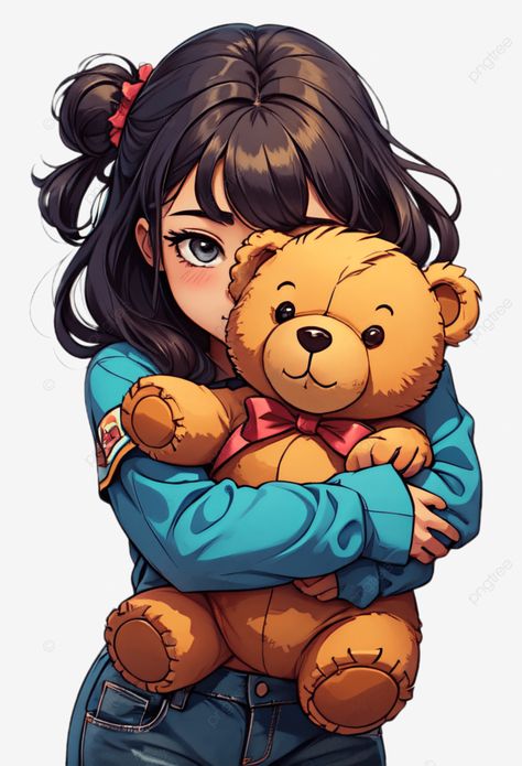 girl hugging teddy bear illustration girl teddy bear cartoon png Anime Teddy Bear, Teddy Bear Drawings, Hugging Teddy Bear, Teddy Drawing, Teddy Bear Illustration, Girl With Teddy Bear, Teddy Bear Cartoon, Teddy Bear Drawing, Png Cartoon