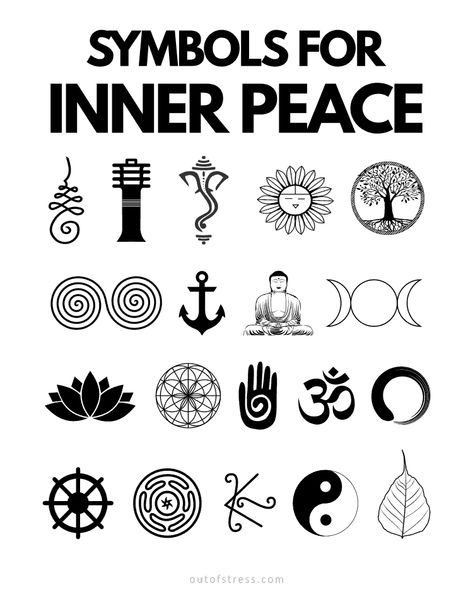 17 Symbols For Inner Peace And How to Use Them Symbols For Inner Peace Tattoo, Peace Related Tattoos, Tattoos Peace Of Mind, Internal Peace Tattoo, Hippies, Symbols That Mean Peace, Tranquility Symbol Tattoo, Peace Inspired Tattoo, Symbols Of Inner Peace