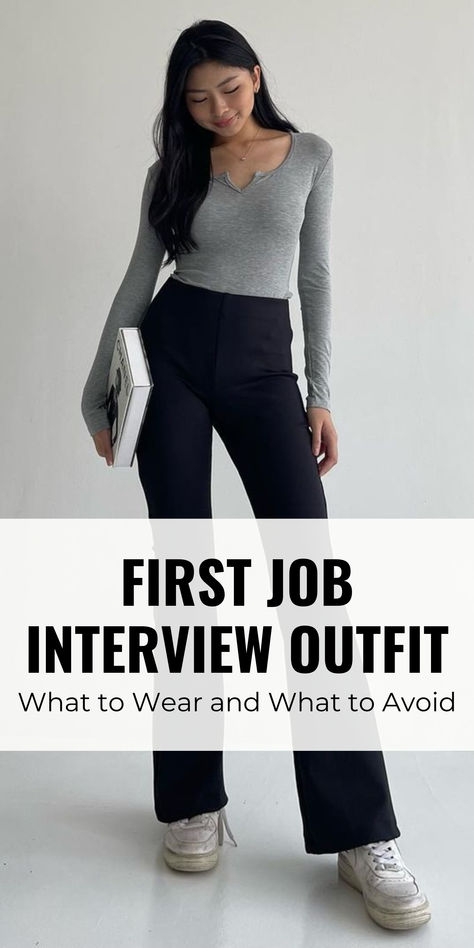 Are you a fresh graduate going on your first job interview? You may be a high school student being interviewed for a part-time position.   Whatever the case, your goal should be to stand out despite the lack of work experience. And though your skills, passion, and confidence are the most important – what you wear also has a big say on whether you land the job or not. Lawyer Outfit Casual, High School Job Interview Outfit, Relaxed Interview Outfit, Lab Interview Outfit, Leggings Interview Outfit, Smart Casual Women Interview, Hot Weather Interview Outfit, Boutique Interview Outfit, Restaurant Interview Outfit Casual