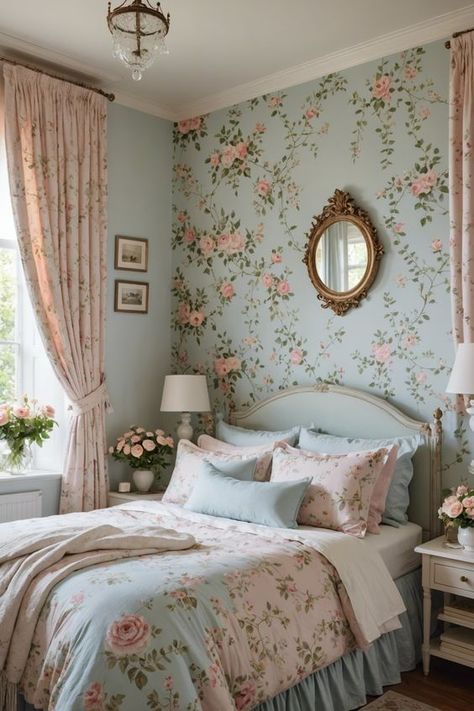 Emslifeandloves Cozy Dreamy Bedroom, Diy Cozy Bedroom Ideas, Cozy Cottage Bedroom Aesthetic, Cottage Rooms Bedrooms, Cottage Style Bedroom Ideas, Bedroom English Style, Summerhouse Bedroom, Vintage Cozy Bedroom, Vintage Cottagecore Bedroom