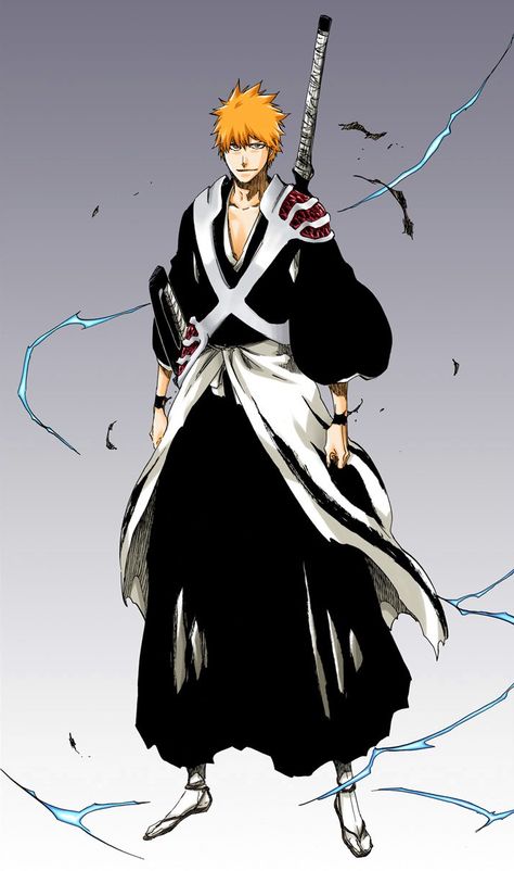 Bleach Ichigo Bankai, Ichigo Bankai, Bleach Tattoo, Ichigo Kurosaki Wallpaper, Ichigo Manga, Kuchiki Byakuya, Poses Manga, Bleach Drawing, Bleach Anime Ichigo