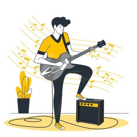 Cartoon Playing Guitar, Playing Music Illustration, Playing Guitar Illustration, Musician Drawing, Musician Illustration, Song Illustration, Science Pics, Music Animation, Musical Instruments Drawing