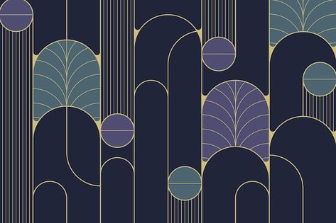 Fiori Art Deco, Art Deco Pattern Design, Pinturas Art Deco, Gold Art Deco Pattern, Art Deco Background, Arte Art Deco, Art Deco Geometric Patterns, Art Deco Frames, Motifs Art Nouveau