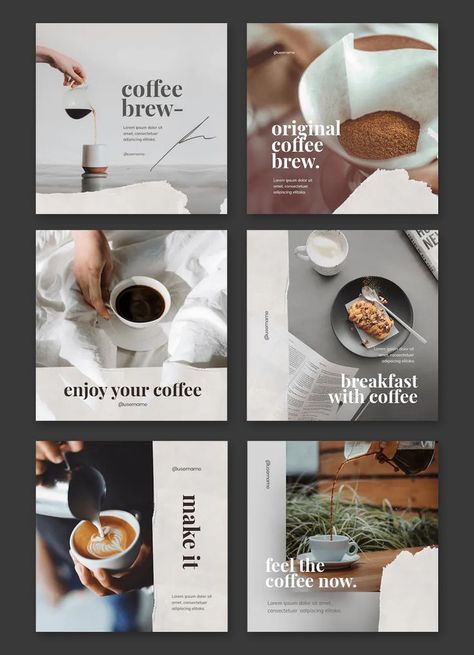 Instagram Grid Design, Coffee Advertising, Coffee Shop Branding, Coffee Shop Photography, Instagram Feed Planner, Coffee Instagram, Instagram Template Design, Instagram Post Templates, Coffee Shop Design