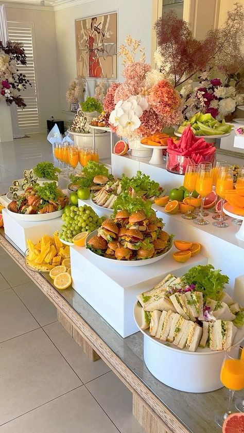 It was a sweet morning 🌈🫐🍓 Jessica’s Bridal Graze 🍊 | Instagram Sweet Table Bridal Shower Ideas, Snack Set Up, Dessert Table With Fruit, Pink Food Table Decor, Table Food Decorations For Party, House Party Desserts, Fruit Party Display, Wedding Morning Set Up, Grazing Table Bridal Shower Ideas