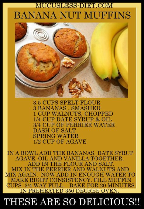 Banana nut muffins Alkaline Foods Dr Sebi, Alkaline Snacks, Pouched Eggs, Microwave Omelet, Alkaline Recipes Dinner, Dr Sebi Diet, Alkaline Foods List, Dr Sebi Recipes Alkaline Diet, Alkaline Breakfast