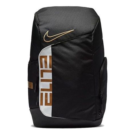 The Nike Elite Pro Basketball Backpack is the perfect accessory for any basketball enthusiast. Its sleek black silhouette is accented with white and metallic gold details, giving it a bold and stylish look. The backpack is designed to provide maximum comfort and convenience, with multiple compartments and adjustable straps. It's perfect for carrying all your basketball gear, whether you're heading to practice or a game. The Elite Pro series is inspired by the top-tier athletes who strive for exc Nike Elite Bookbag, Nike Basketball Bag, Nike Elite Bag, Black Nike Backpack, Nike Sb Backpack, Nike Elite Backpack, Football Backpack, Elite Backpack, Soccer Backpack