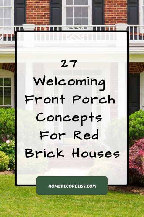 Discover 27 inviting front porch ideas specifically tailored for red brick houses. Find inspiration to enhance the curb appeal of your home and create a warm, welcoming entrance. From cozy seating areas to charming decor, renovate your front porch with these creative concepts. Whether you prefer a traditional or modern style, these ideas will help you transform your front porch into a beautiful and inviting space for relaxing and entertaining guests. Explore the possibilities and elevate the loo Front Porch Paint Ideas Brick House, Front Porch Traditional Home, Portico On Brick House, Brick Ranch Porch Ideas, Front Porch Revamp, Red Brick House Porch Ideas, Front Porch Ideas Red Brick House, Front Porch Decor Brick House, Red Brick Front Porch Decor