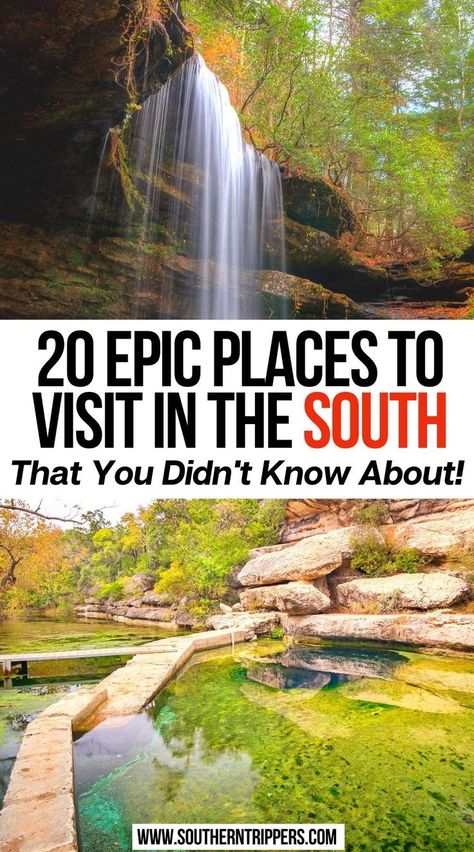 20 Epic Places To Visit In The South That You Didn't Know About South Carolina Road Trip Bucket Lists, Places To Visit In Louisiana, South Road Trip, Best Places To Visit In South Carolina, Southern Us Travel Destinations, South East Road Trip Usa, Road Trips In The South, Short Trips In The Us, Southern Weekend Getaways