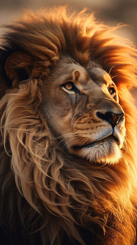 A lion, a symbol of nature's enduring legacy, leaves its mark. Lion Face Photography, Lion Portrait Photography, Animal Portraits Photography, Abstract Lion Painting, Lion Human, Lion Reference, Lion Symbolism, Lion Profile, Pet Portraits Photography