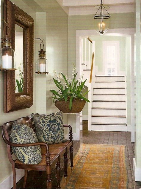 Foyer Decorating, West Indies Decor, British Colonial Decor, British Colonial Style, Design Blogs, Colonial Decor, Brick Flooring, Stil Inspiration, British Colonial