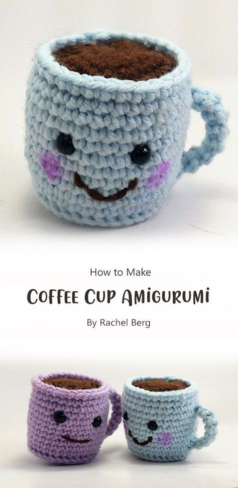 Amigurumi Patterns, Coffee Cup Amigurumi, Crochet Keychains, Knitting Things, Crochet Cup Cozy, Confection Au Crochet, Cozy Crochet Patterns, Crochet Simple, Easy Crochet Stitches