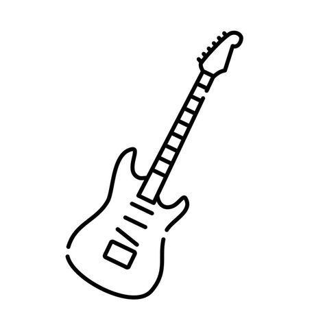 Outline, simple vector electric guitar icon isolated on white background. Electric Guitar Doodle, Electric Guitar Sketch, Electric Guitar Tattoo, Guitar Draw, Electric Guitar Icon, Music Guitar Tattoo, Guitar Doodle, Guitar Icons, Music Related Tattoos