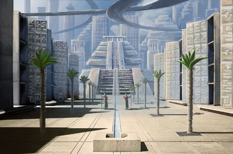 ArtStation - Aztec Modern, Jaap Prins Croquis, Aztec City Concept Art, Aztec Futurism, Aztec Concept Art, Aztec Aesthetic, Aztec Architecture, Aztec City, Aztec Temple, Architecture Styles