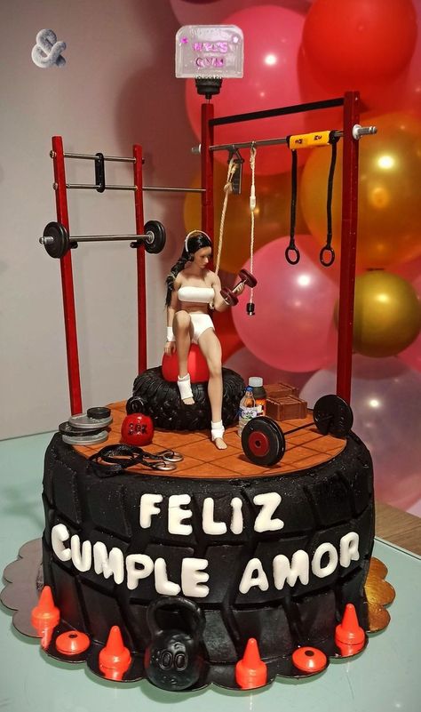 Gym Cake For Women Fitness, Crossfit Birthday Cake, Gym Cakes For Women, Bolo Academia, Crossfit Cake, Divorce Cakes, Crazy Birthday Cakes, Divorce Cake, Fitness Cake