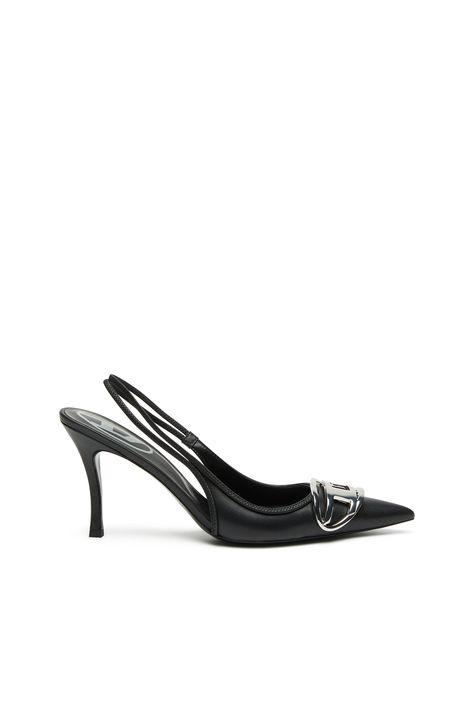 Slingback Outfit, Diesel Heels, White Court Shoes, Slingback Heels, White Pumps, Slingback Heel, Goat Leather, Heels Black, Slingback Pump