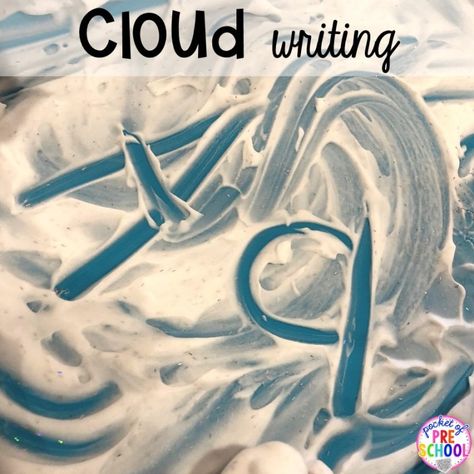 Weather Themed Activities, Cloud Writing, Weather Lesson Plans, Weather Activities Preschool, Favorite Weather, Weather Activities For Kids, Cloud Activities, Weather Lessons, Pocket Of Preschool