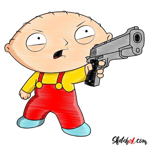 How to draw Stewie Griffin with a pistol Milk Tattoo, Griffin Drawing, Family Guy Stewie, Rick And Morty Characters, Art Of Drawing, Stewie Griffin, Rick And Morty Poster, Peter Griffin, Looney Tunes Cartoons