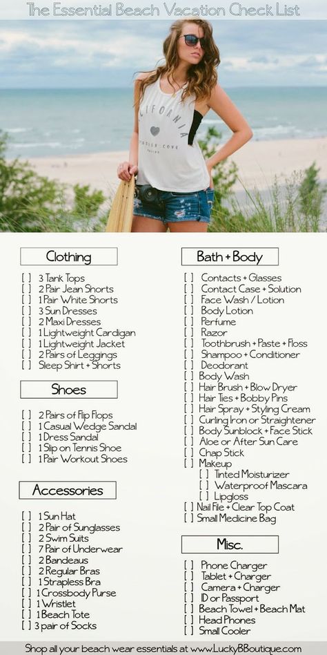 The Essential Beach Vacation Packing Check List ::: /may_b/ /peytonbrignone/ countdown is on!!! Beach Vacation Packing, Vacation List, Beach Vacation Packing List, Beach Packing, Beach Vacay, Packing List For Vacation, Vacation Packing, Check List, Florida Vacation