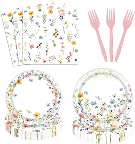 96 Pcs Wildflower Party Supplies Paper Plates and Napkins Disposable Spring Floral Baby Shower Birthday Tableware Decorations for Spring Summer Picnic Wedding Tea Party, Serve 24 Guests #ad #wildflower #wildflowerbabyshower #wildflowerparty #wildflowerpartysupplies #babyshowerideas #babyshowersupplies #floral #wildflowers #babyshowerthemes #girlsbabyshower Wildflower Party Ideas, Wild Flowers Baby Shower Ideas, Wildflower Themed Party, Wild Flower Theme Party, Wildflower Baby Shower Theme Decor, Wildflower Theme Birthday Party, Wildflower Themed Baby Shower Ideas, Baby Shower Wildflower Theme, Wild Flower Baby Shower Theme