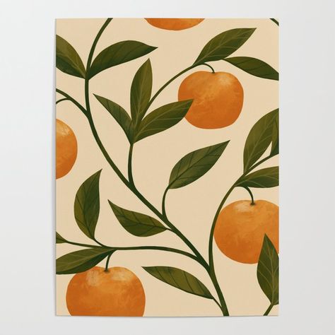 Simple Orange Drawing, Tangerine Painting, Tangerine Art, Oranges Painting, Food Tree, Oranges Art, Orange Artwork, Clementine Orange, Orange Food