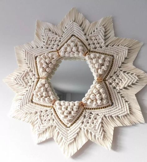 Beautiful Macrame Mirror🧵🪞by @ppartisanat_macrame ❤️ ☆ #macrame #weaving #art #artist #decor #homedecor #fabric #natural #christmas #aesthetic #loom #ornaments #winter #thanksgiving #neutral #naturalhome #christmasdecor #christmastree #miami Simple Mirror, Macrame Rug, Art Macramé, Artist Decor, Macrame Weaving, Free Macrame Patterns, Macrame Wall Hangings, Boho Crafts Diy, Macrame Mirror