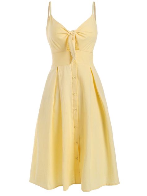 Yellow Clothes, Cheap Dresses Casual, Look Boho, Button Front Dress, Trendy Clothes For Women, Button Dress, Cami Dress, Beautiful Dress, Yellow Dress