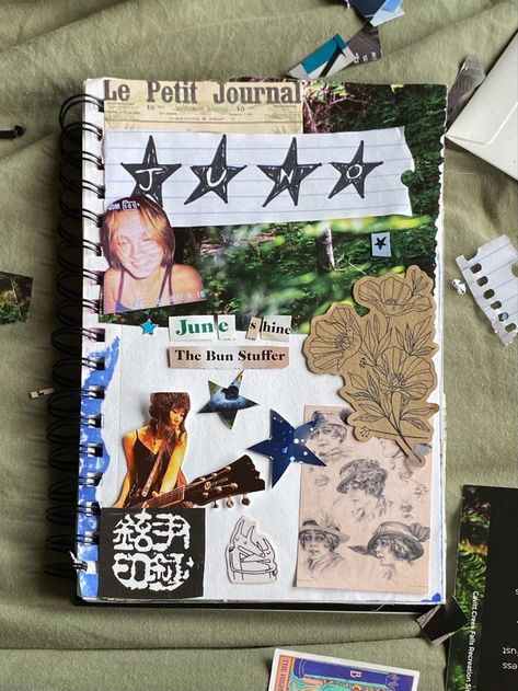 Journal Collage, Journal Idea, The Bun, Pretty Journals, Memory Journal, Summer Scrapbook, Scrapbook Book, Art Journal Therapy, Sketchbook Art Journal