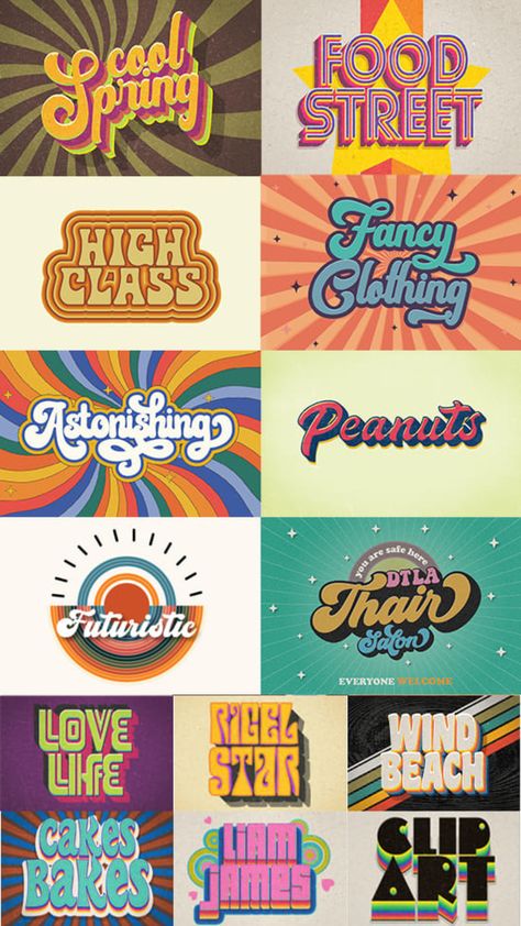 Hey Everyone! Warmly welcome to my High Quality/Time-Intensive gig. I will create a 70s retro, Old-school, 70s vintage Logo, Psychedelic, trippy, funky, hippie, bohemian, and other typography style lettering logo. An eye-catchy logo is very important to the success of a product. I will design a UNIQUE logo for your company, website, business, and product of your desired wish. #logo #logos See more logo ideas from professional designers #logo #logodesign #customlogo 1970s Logo Design, Retro Business Logo, 70s Logos, Hippie Lettering, 70s Logo Design, Funky Logo Design, 70s Graphic Design, Bohemian Logo Design, Funky Typography