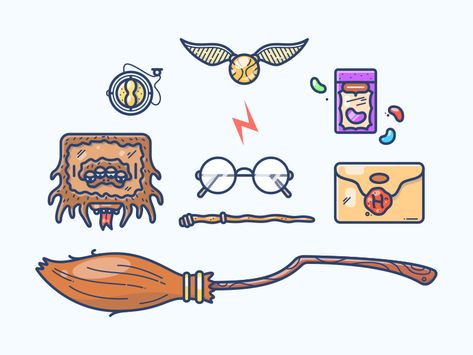 Harry Potter by Alex Kunchevsky Health Potion, Harry Potter Planner, Classe Harry Potter, Harry Potter Cartoon, Harry Potter Stickers, Harry Potter Printables, Harry Potter Items, Harry Potter Illustrations, Harry Potter Icons