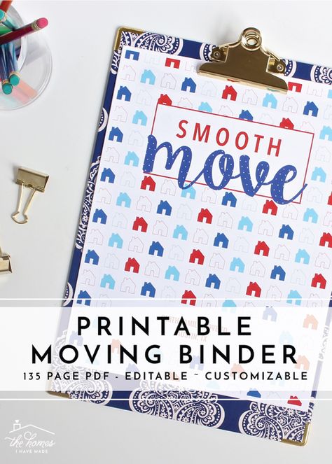 Organisation, Moving Checklist Printable, Moving Binder, Moving Printables, Pcs Binder, Moving Organisation, Moving Planner, Binder Printables Free, Moving House Tips