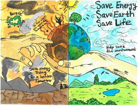 Energy Conservation Poster, Save Energy Paintings, Save Environment Posters, Save Energy Poster, Save Earth Posters, Save Earth Drawing, Save Water Poster Drawing, Save Water Poster, Earth Day Drawing