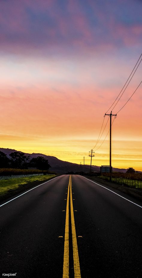 Sunrise at Sonoma highway in California, USA | free image by rawpixel.com / casey Dawn Pictures, Road Painting, Sunset Road, Empty Road, Bad Debt, Foto Transfer, Road Photography, Beautiful Roads, Landscape Pictures