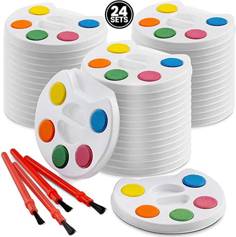 Amazon.com: Mini Watercolor Kids Paint Set - (Bulk Pack of 24) - 5 Water Color Paints, Palette Tray and Painting Brush, for Art Party Favors, Kids Prizes, Stocking Stuffers and Paint Party Supplies by Bedwina: Home Improvement Kids Prizes, Art Themed Party, Art Party Favors, Kids Painting Party, Paint Trays, Mini Watercolor, Color Paints, Goodie Bags For Kids, Kids Art Supplies