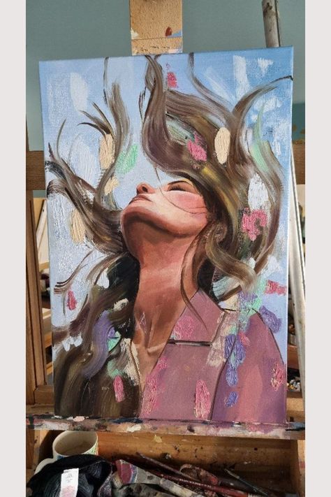 Painting And Sketching Ideas, Inspiring Canvas Painting Ideas, Full Painting Ideas, Portrait Drawing Painting, Art Ideas Portraits, Portrait Creative Art, Finding Yourself Painting, Art Inspiration Pictures, Paint Ideas Watercolor