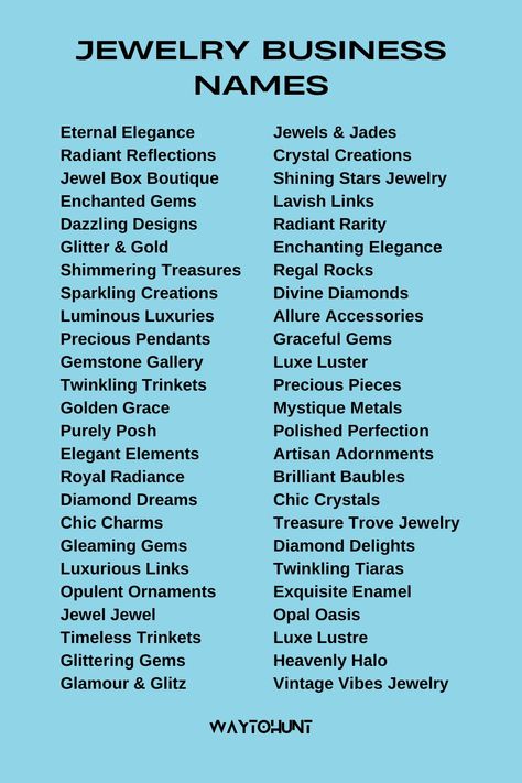 Jewelry Business Names You Can Use Good Bracelet Business Names, Starting Jewelry Business, Cute Business Names For Jewelry, Names For Bracelet Business, Permanent Jewelry Business Names, Jewellery Business Name Ideas, Jewelry Brand Name Ideas, Jewelry Business Names Ideas, Jewelry Business Names