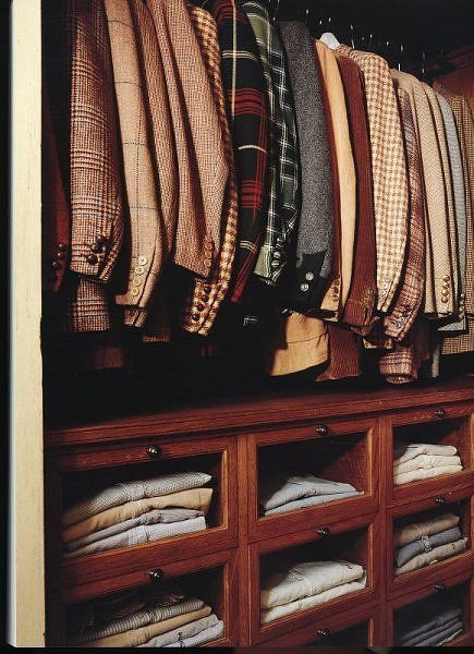 The Duke of Windsor's wardrobe. Looking at the variety and boldness of the materials. Gentlemen Club, Shelves Closet, Men Closet, Ivy League Style, Dream Closets, Walk In Wardrobe, Master Closet, Mua Sắm, Closet Design