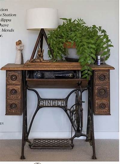 Singer Sewing Machine Repurposed, Antique Sewing Machine Table, Vintage ...